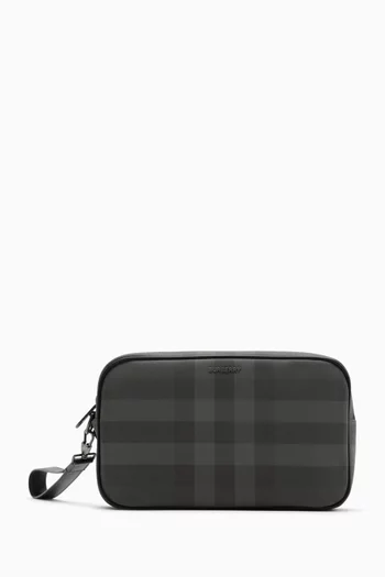 Muswell Check-print Zip Pouch in Faux Leather