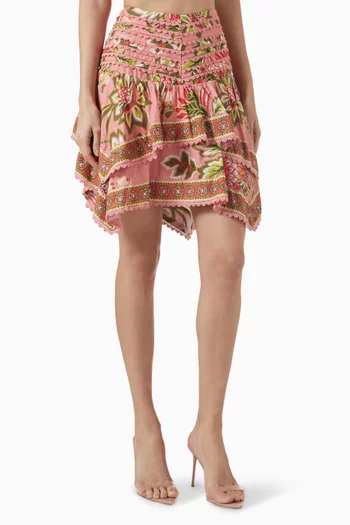 Aura Floral-print Mini Skirt in Cotton
