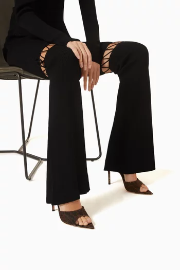 حذاء مفتوح سهل الارتداء بنقشة جلد الفهد وكعب 105 مم