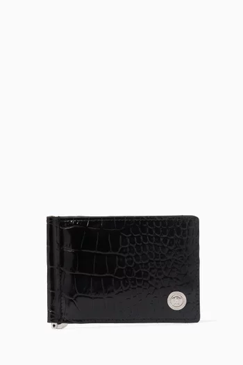 Medusa Bi-fold Wallet in Croc-embossed Leather