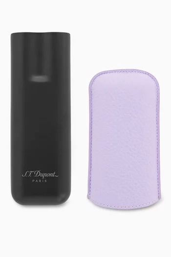 حافظة سيجار مزدوجة جلد حبيبي ومعدن