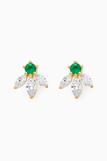 Pixie Wings Diamond & Emerald Stud Earrings in 18kt Gold