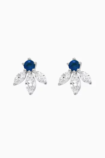 Pixie Wings Diamond & Sapphire Stud Earrings in 18kt White Gold