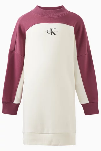 Colour-Block Sweatshirt Dress in Organic Cotton Blend