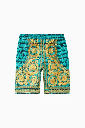 Barocco-Print Shorts in Silk