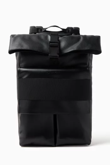 Roll-Top Backpack in Textured Faux Leather