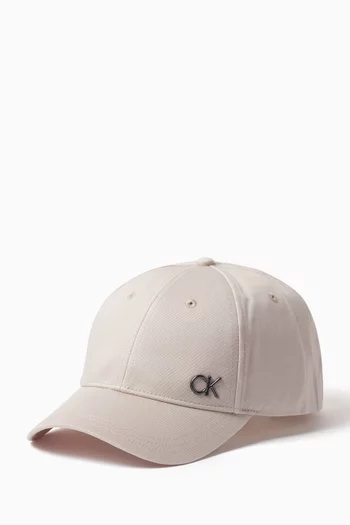 CK Bombed Metallic Logo Baseball Cap in Cotton