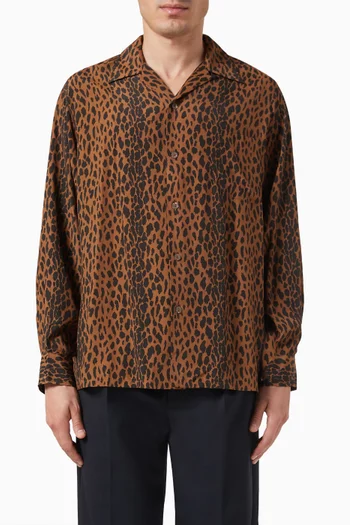 Leopard-print Hawaiian Shirt in Rayon