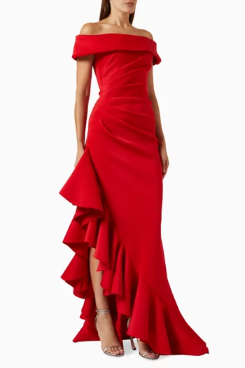 Off-shoulder Ruffle Gown
