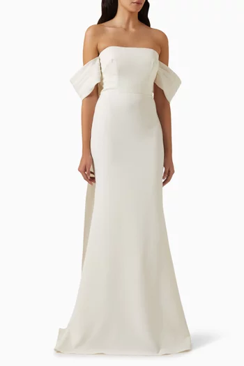 Off-the-shoulders Train Gown in Crêpe