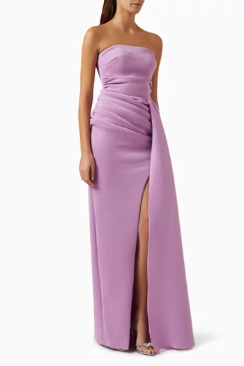 Strapless Draped Maxi Gown