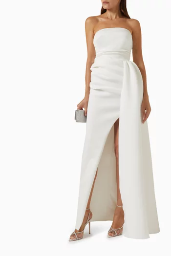 Strapless Draped Maxi Gown