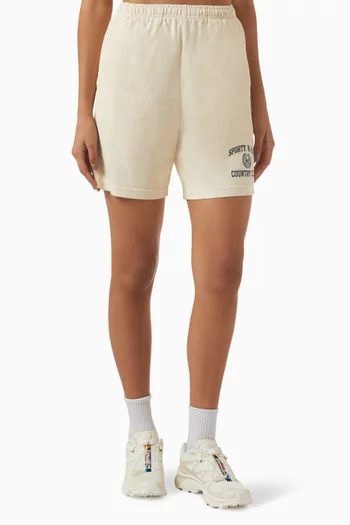 Varsity Crest Gym Shorts in Cotton
