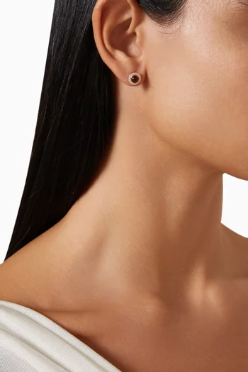 Noor Diamond & Rhodolite Garnet Stud Earrings in 18kt Rose Gold