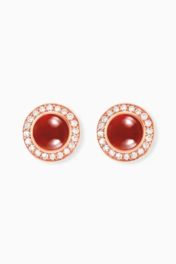 Noor Diamond & Rhodolite Garnet Stud Earrings in 18kt Rose Gold