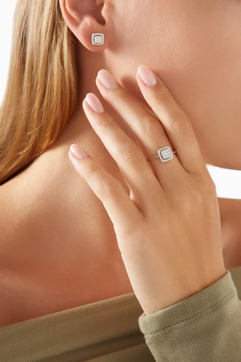 خاتم الوجن مرصع بأحجار ماس بقطع كوشن ذهب أبيض عيار 18