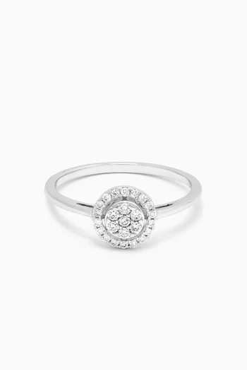 خاتم الوجن بتصميم مستدير مرصع بالماس ذهب أبيض عيار 18