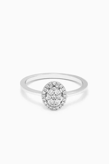 خاتم الوجن بتصميم بيضاوي مرصع بالماس ذهب أبيض عيار 18