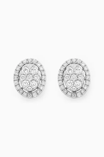 Illusion Oval Diamond Stud Earrings in 18kt White Gold