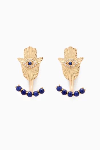 Talisman Diamond & Lapis Lazuli Earrings in 18kt Yellow Gold
