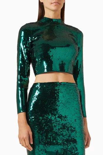 Golda Cropped Sweater in Sequin