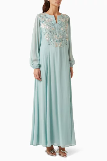 Auriane Embroidered Maxi Dress in Georgette