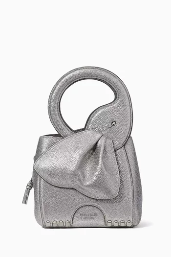 Ellie 3D Elephant Top-handle Bag in Metallic Leather