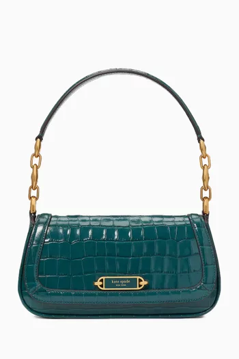 Small Gramercy Flap Shoulder Bag in Croc-embossed Leather