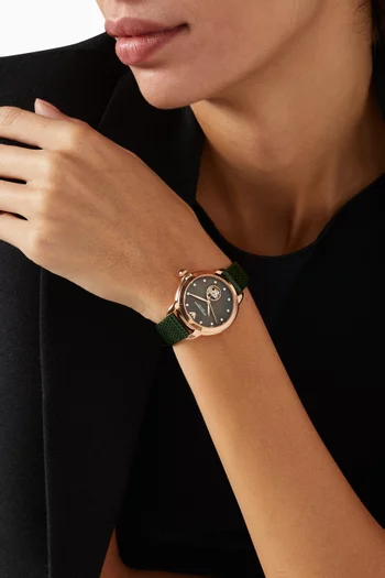 Mia Quartz Watch in Leather, 34mm