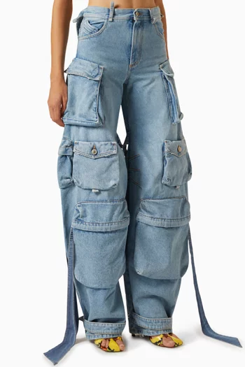 Oversized Cut-out Cargo Pants in Cotton-canvas