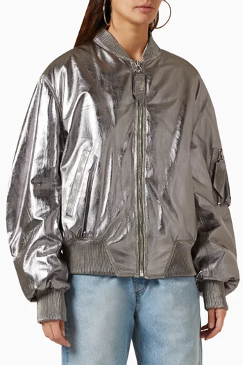 Bomber Jacket in Mirrored Leather