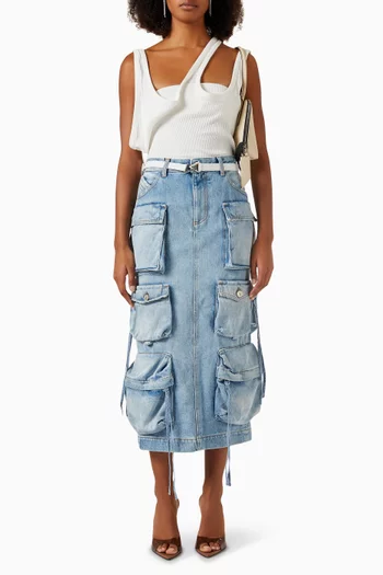 Cargo Midi Skirt in Denim