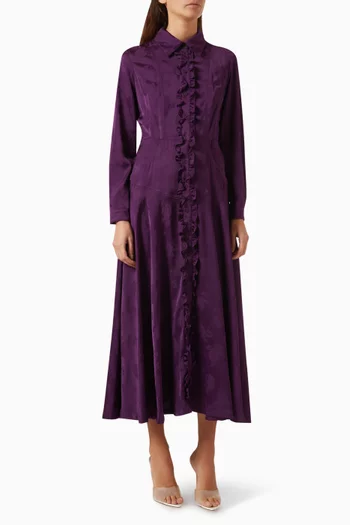 Jacquard Roses Midi Dress in Viscose