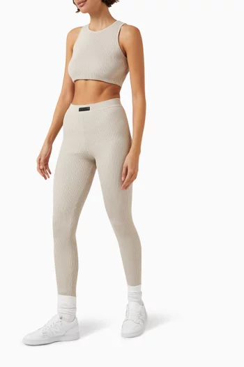 Ribbed Leggings in Cotton-blend