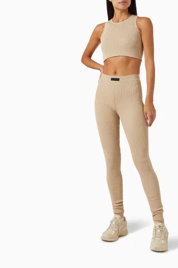 Ribbed Leggings in Cotton-blend