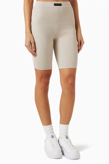 Ribbed Biker Shorts in Cotton-blend