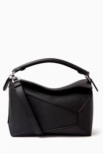 Small Puzzle Top-handle Bag in Calfskin Leather