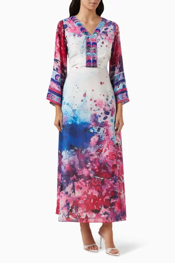 Embroidered Maxi Dress in Chiffon