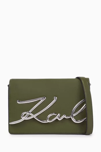 Medium K/Signature Crossbody Bag in Leather