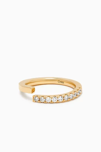 Diamond Line Twisted Ring in 14kt Gold