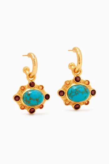 Laia Hoop Drop Earrings in 24kt Gold-plated Brass