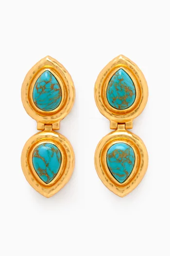 Paula Stone Drop Earrings in 24kt Gold-plated Brass