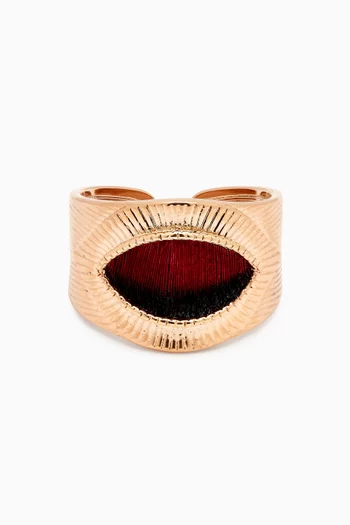Feather Adjustable Ring in 14kt Gold-plated Metal