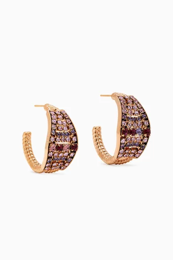 Prestige Crystal Rhinestone Hoop Earrings in 14kt Gold-plated Metal