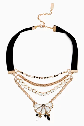 Prestige Crystal Choker Necklace in 14kt Gold-plated Metal