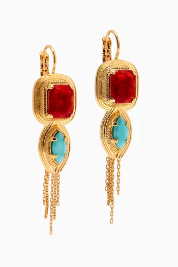 Cabochon Pompom Sleeper Earrings in 14kt Gold-plated Metal