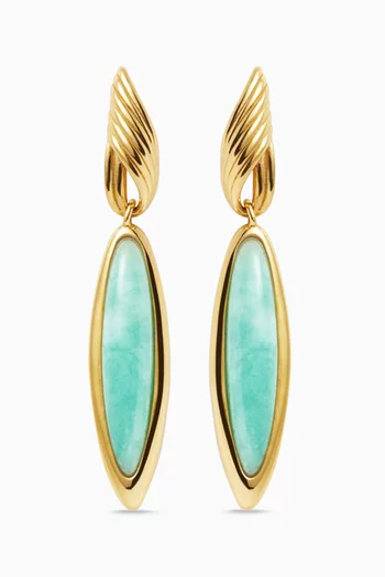 Wavy Ridge Amazonite Double Drop Earrings in 18kt Recycled Gold-plated Brass