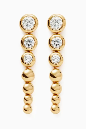 أقراط متدلية بتصميم مقولب مرصعة بأحجار بطلاء ذهب معاد تدويره عيار 18