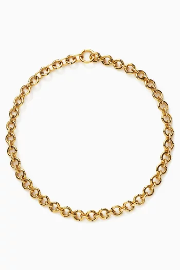 Enamel Byline Link Chunky Chain Choker in Recycled Gold-plated On Brass