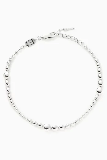 Articulated Beaded Bracelet in Rhodium-plated Recycled Sterling Silver